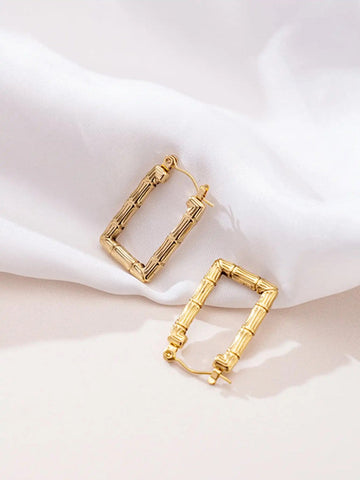 18K Gold-Plated Bamboo Hoop Earrings
